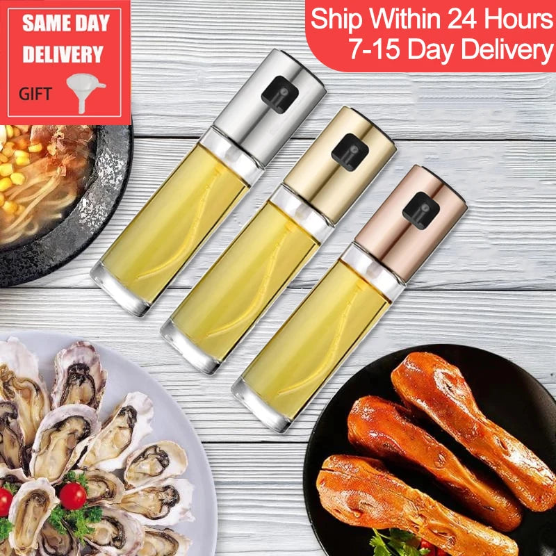 Kitchen Push Spray Olive Oil Sprayer Bottle Pump Oil Leak-Proof