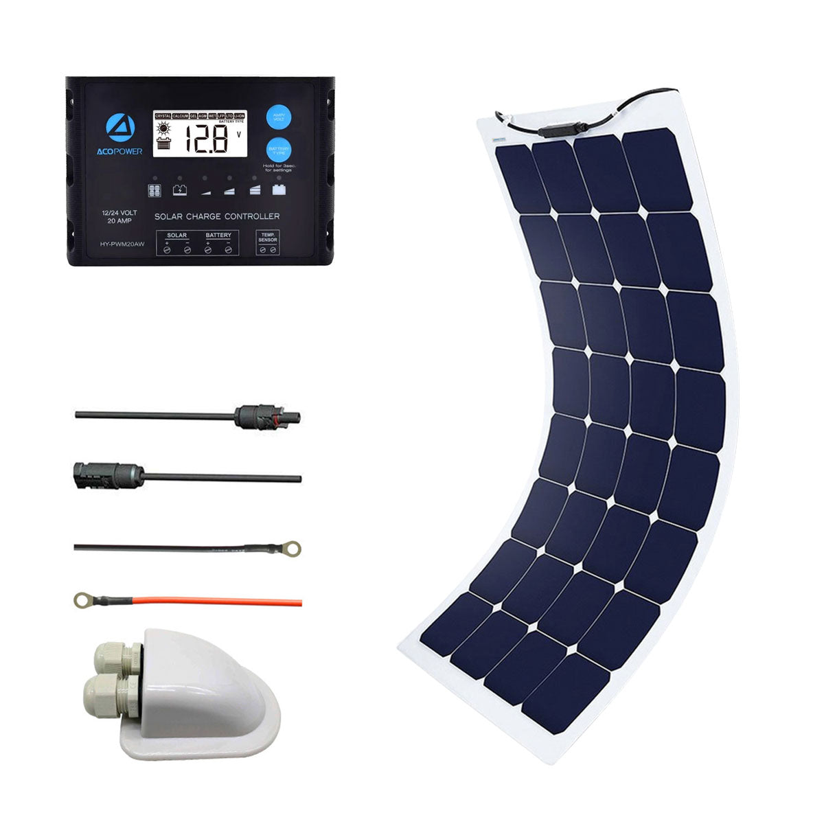 ACOPOWER Flexible Solar Panel Kit + MPPT / PWM Charge Controller